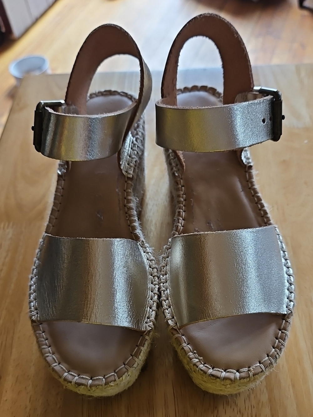 Soludos Metallic Gold Platform Espadrille  Sandals